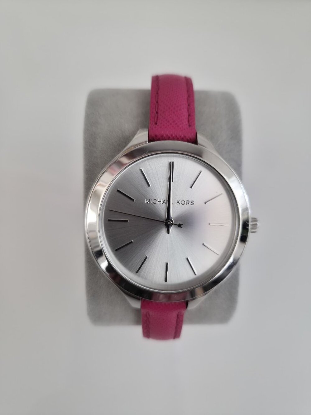 Michael Kors Magenta Leather Slim Runway Watch